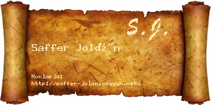 Saffer Jolán névjegykártya
